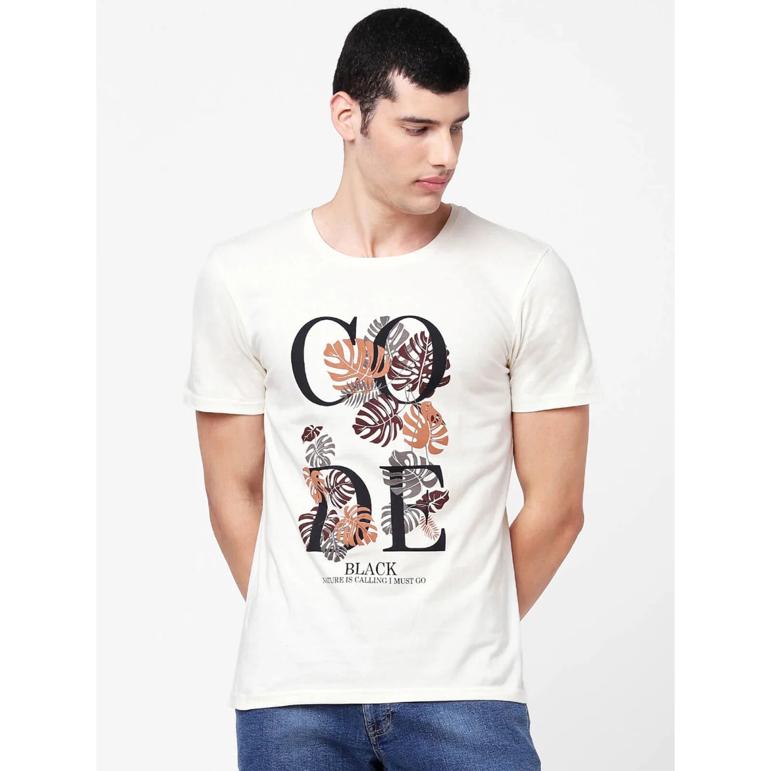 White Printed Cotton T-shirt