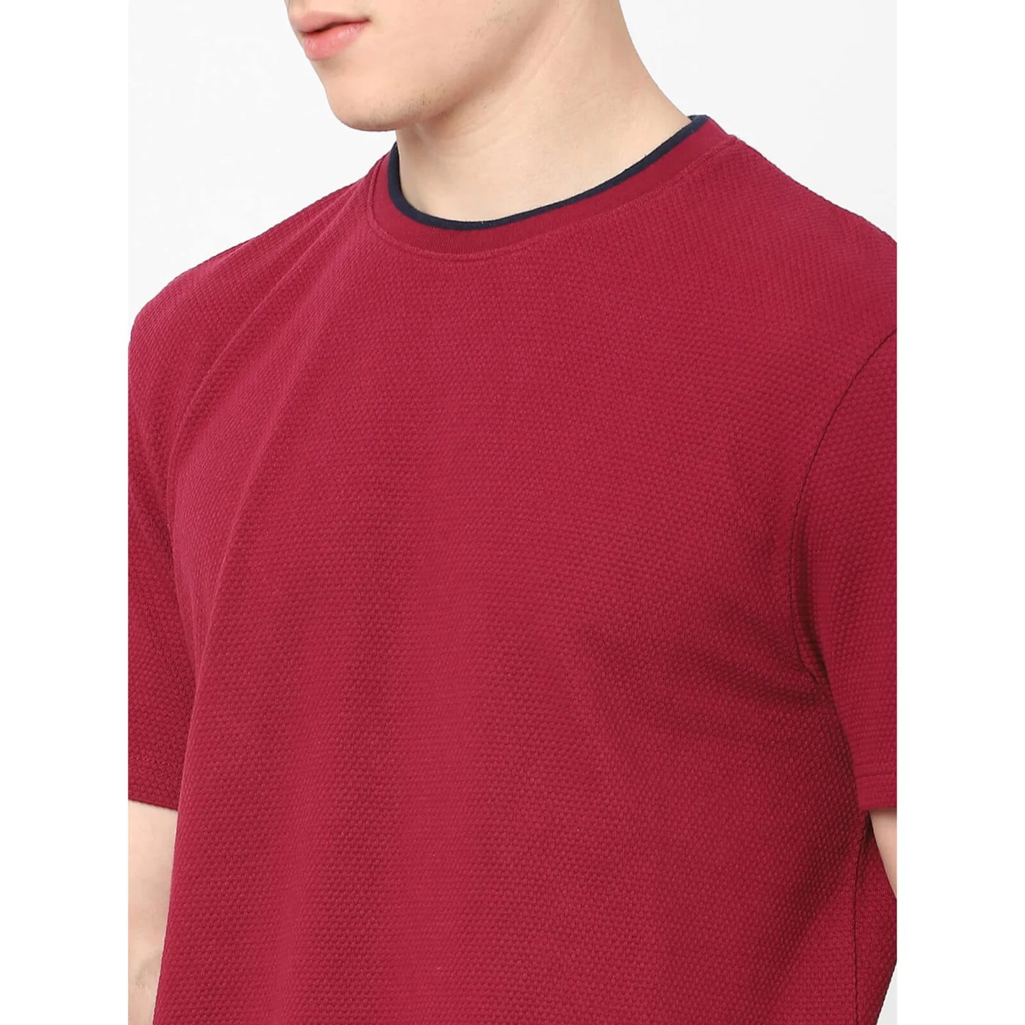 Maroon Solid Cotton T-shirt