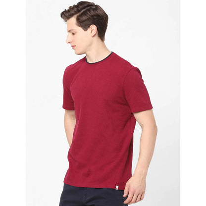 Maroon Solid Cotton T-shirt