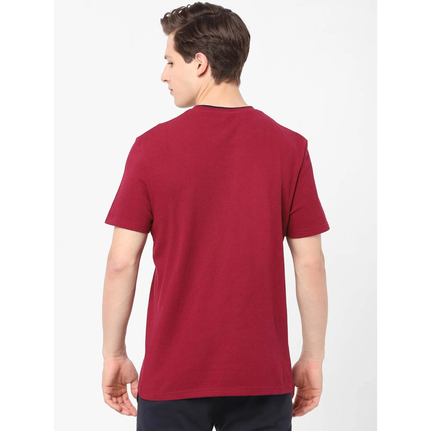 Maroon Solid Cotton T-shirt