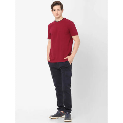 Maroon Solid Cotton T-shirt