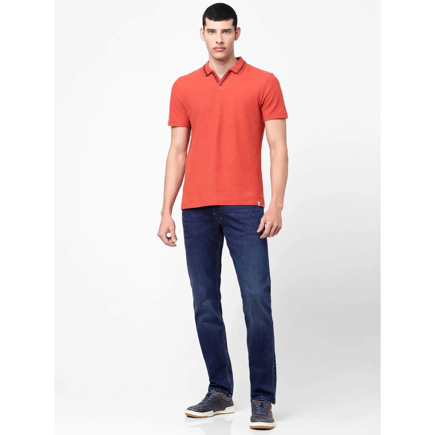 Red Solid Cotton Polo