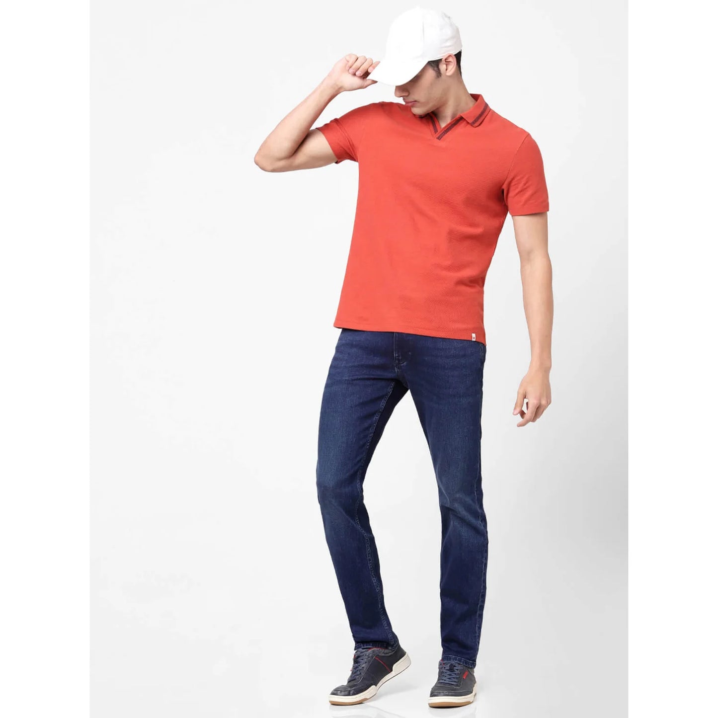 Red Solid Cotton Polo