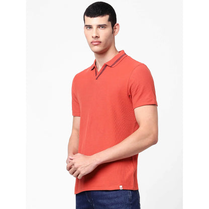 Red Solid Cotton Polo