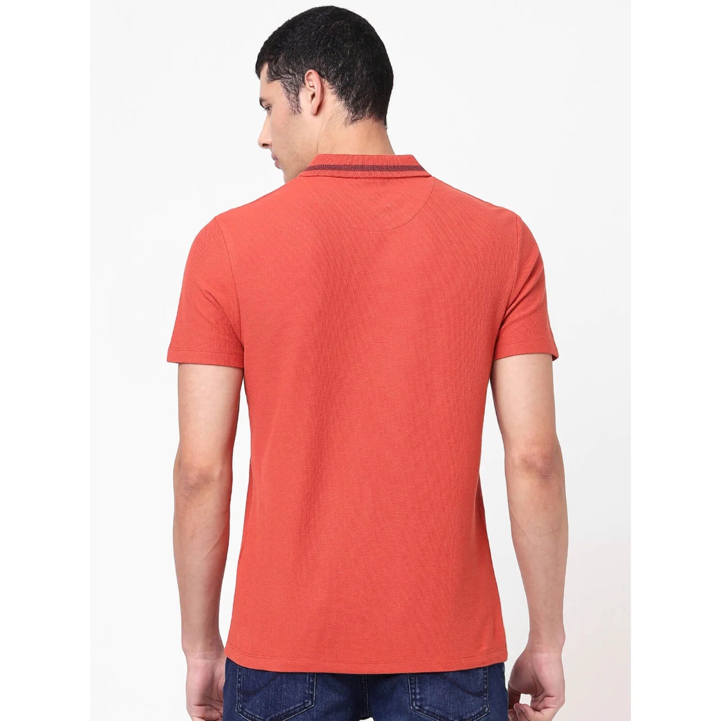 Red Solid Cotton Polo