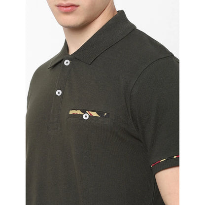 Green Solid Cotton Polo