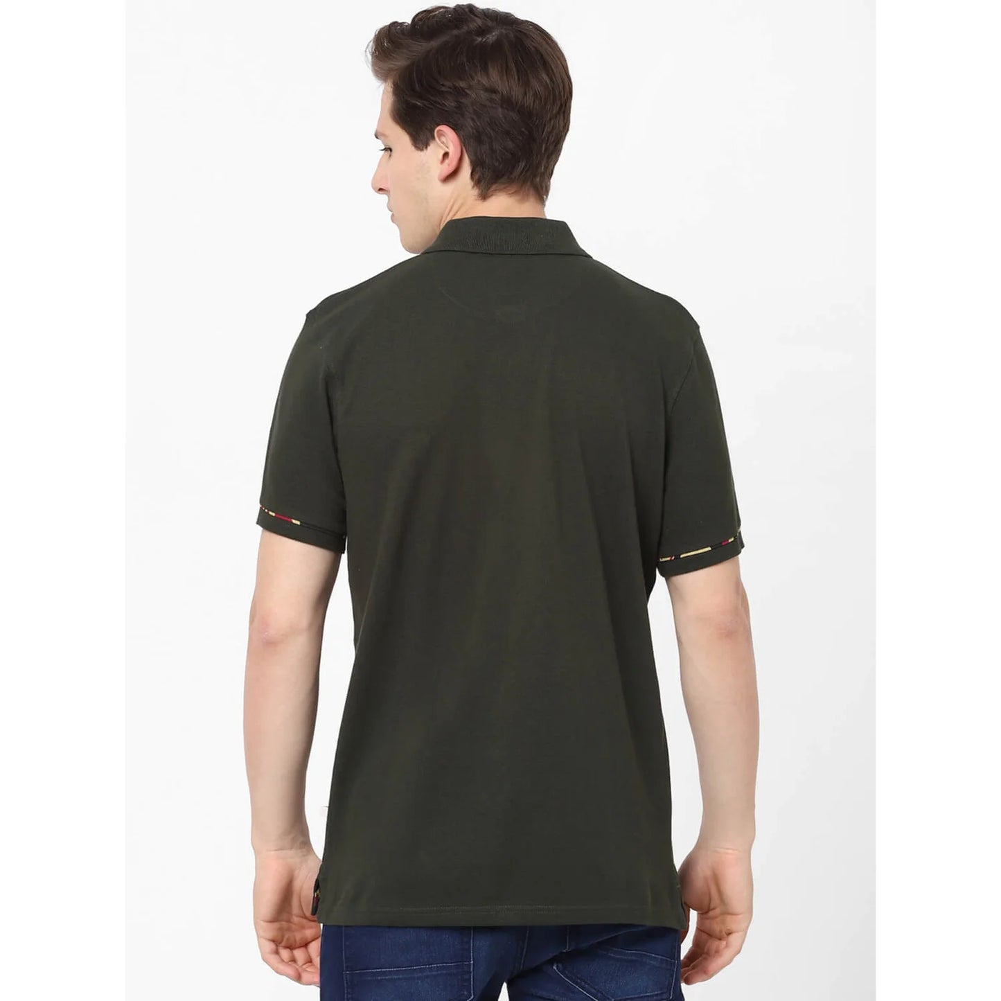 Green Solid Cotton Polo