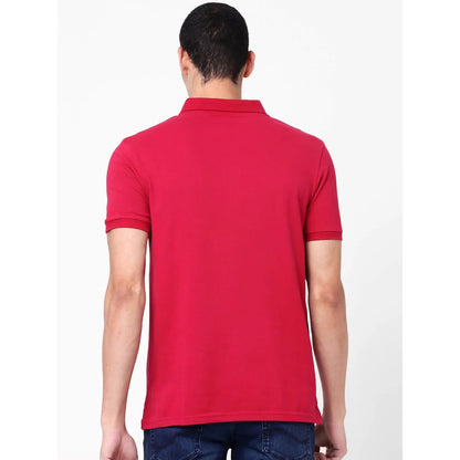 Red Solid Cotton Polo