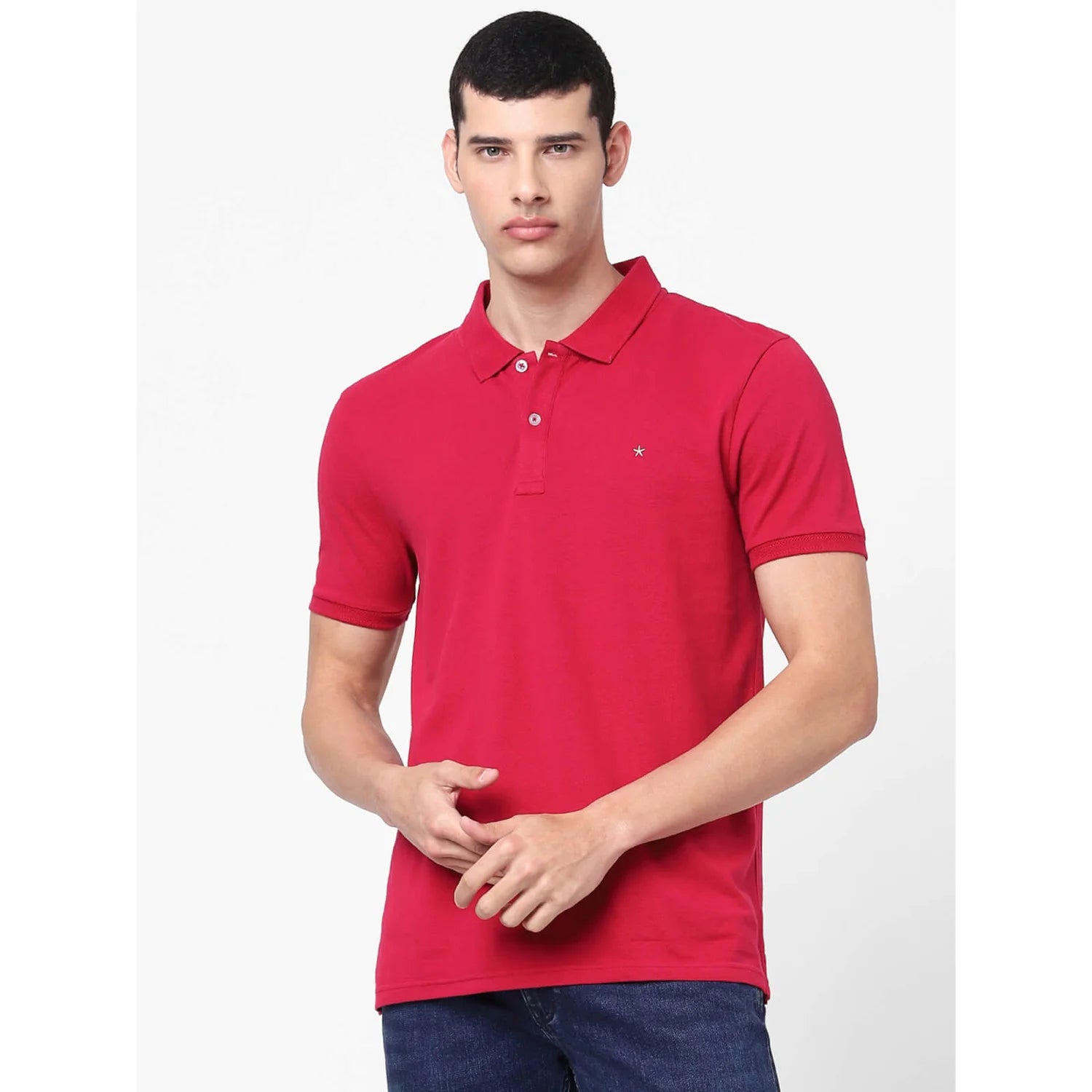 Celio* Solid Regular Fit Cotton Red T-Shirt