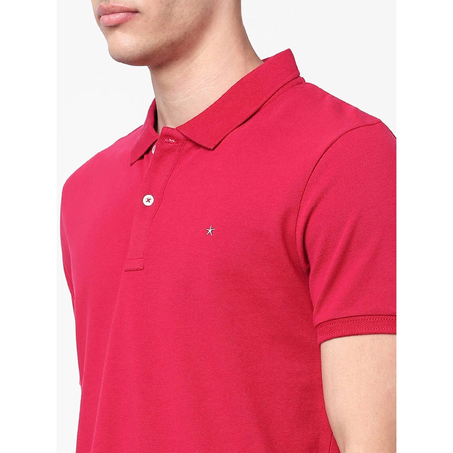 Red Solid Cotton Polo