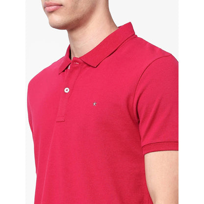 Celio* Solid Regular Fit Cotton Red T-Shirt