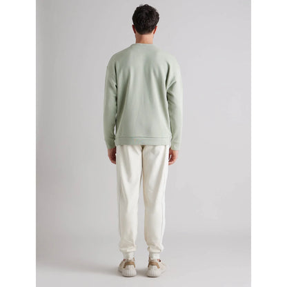 Green Solid Cotton Blend Sweatshirt