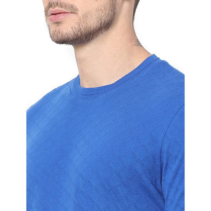 Blue Solid Cotton T-shirt