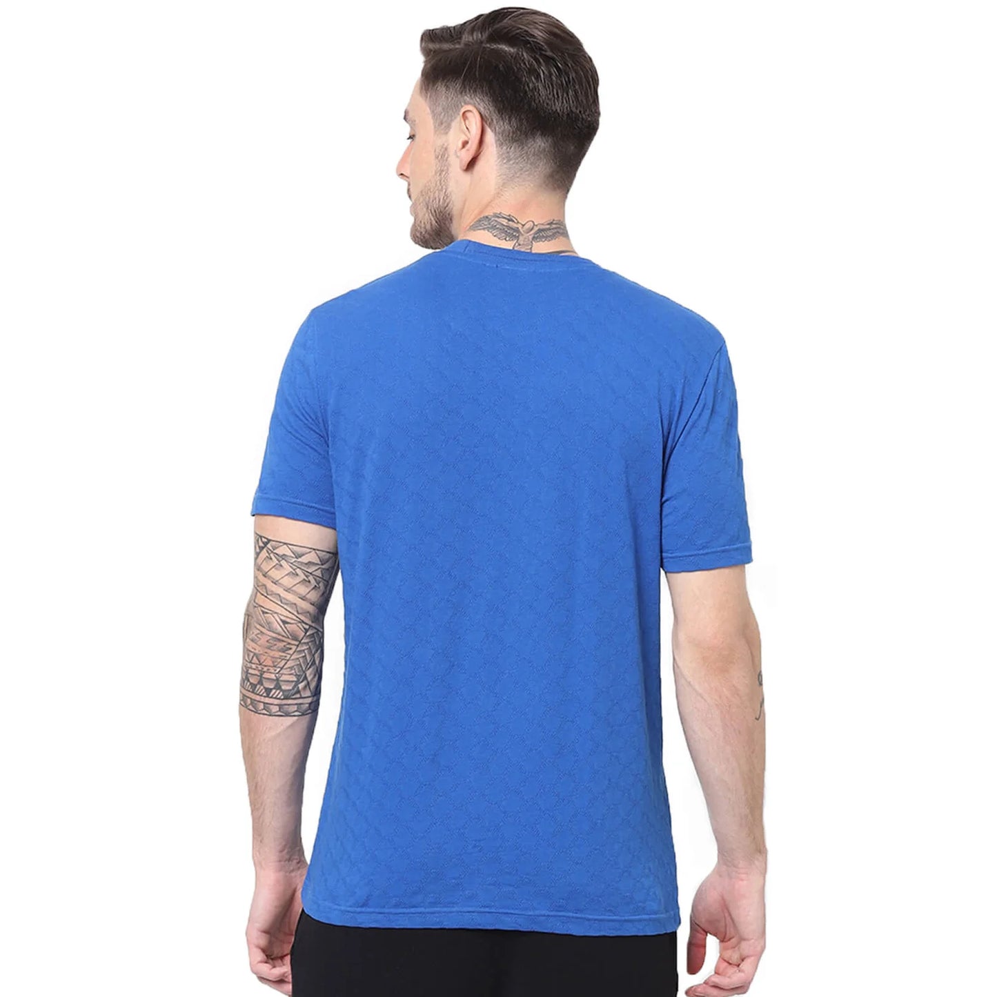 Blue Solid Cotton T-shirt