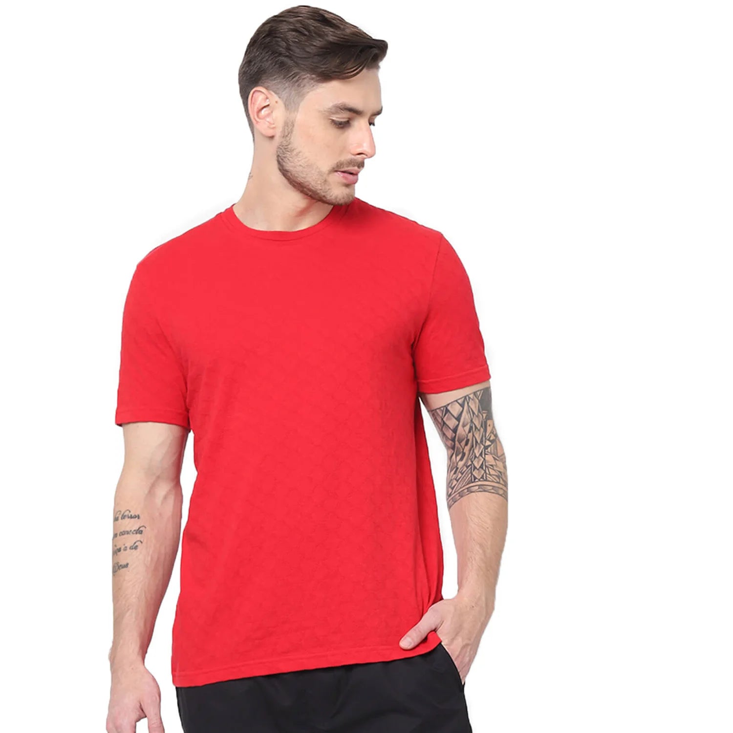 Red Solid Cotton T-shirt