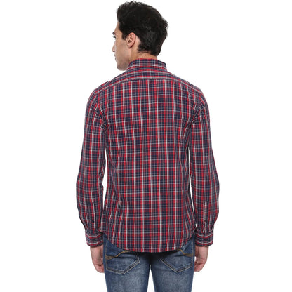 Navy Blue Checks Cotton Shirt