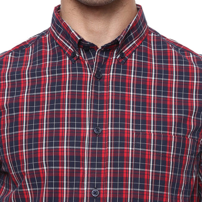 Navy Blue Checks Cotton Shirt