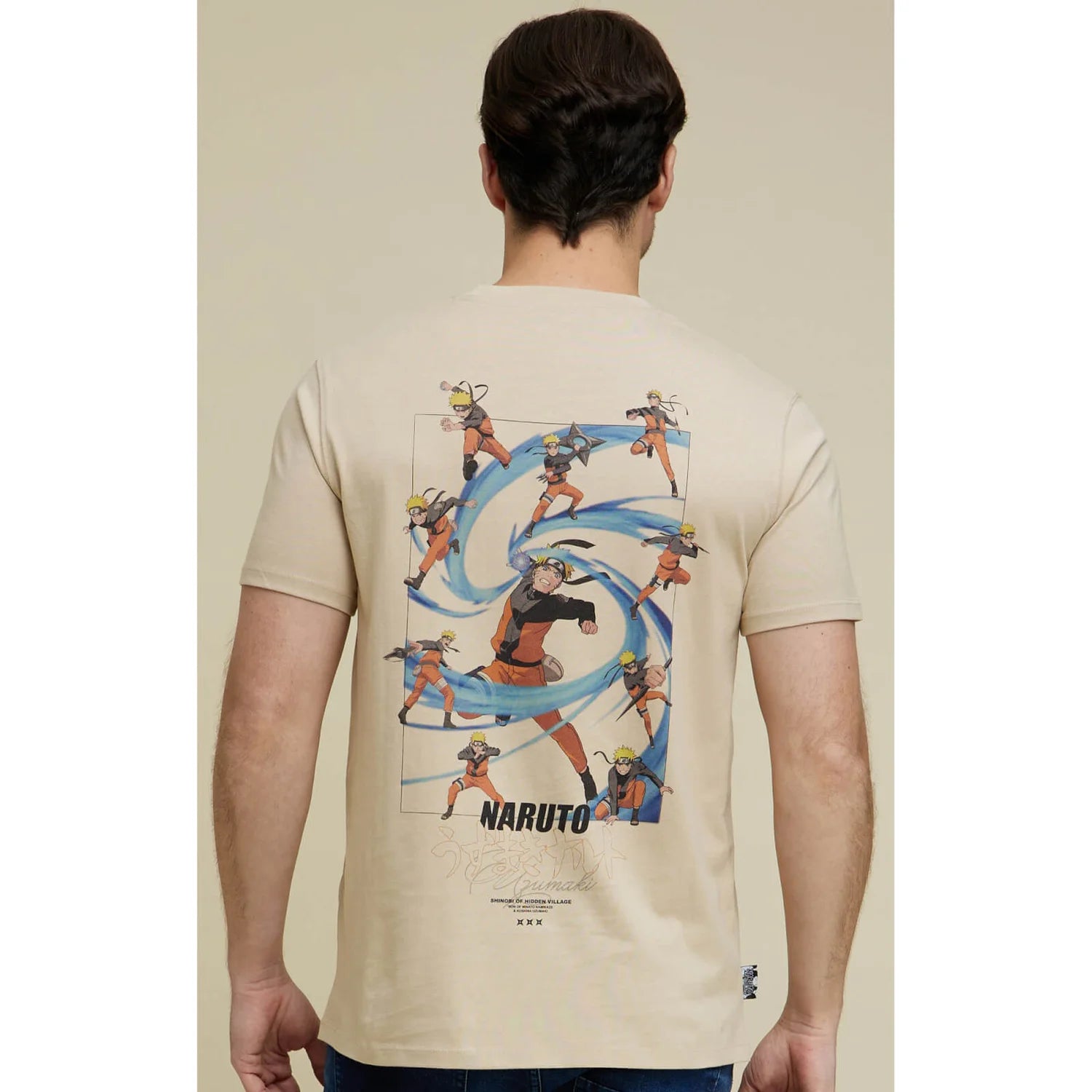 Naruto - Beige Printed Cotton T-shirt