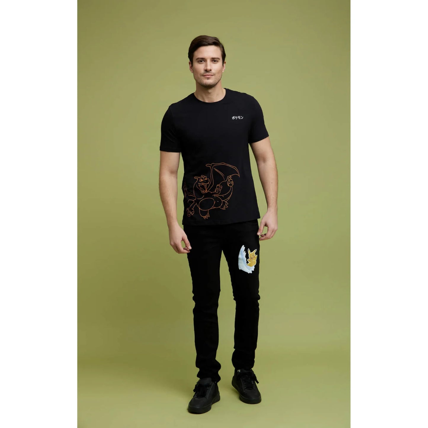 Pokemon - Black Printed Cotton T-shirt