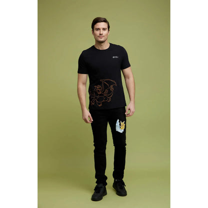 Pokemon - Black Printed Cotton T-shirt