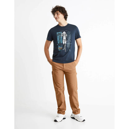 Attack On Titan - Navy Blue Printed Cotton T-shirt