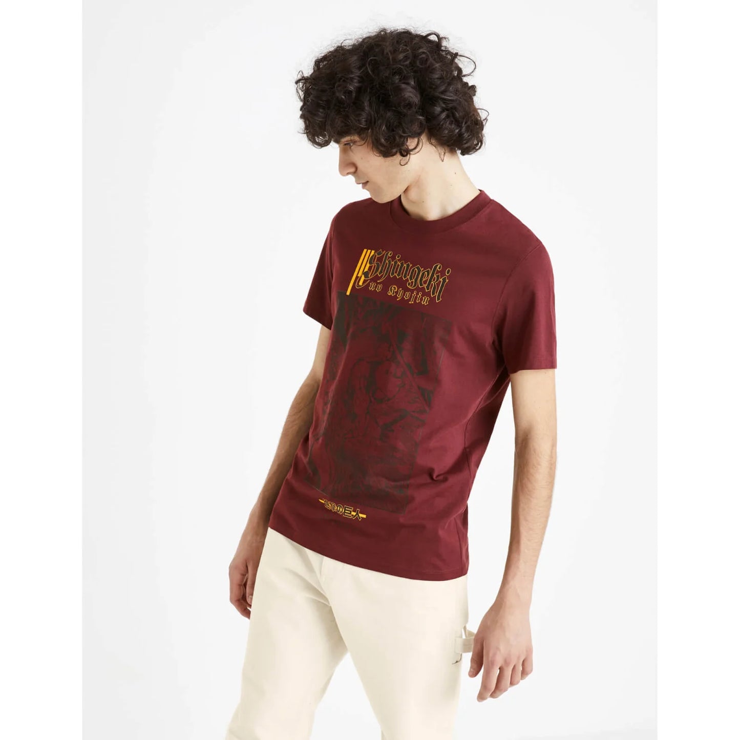 Attack On Titan - Burgundy Printed Cotton T-shirt