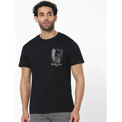 Attack On Titan - Black Printed Cotton T-shirt