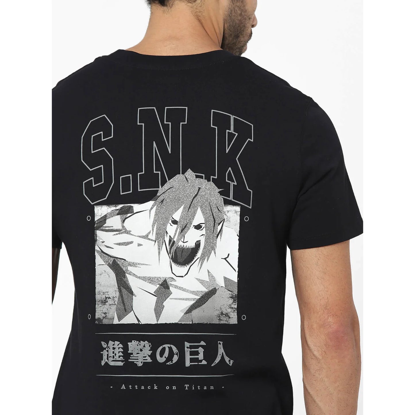 Attack On Titan - Black Printed Cotton T-shirt