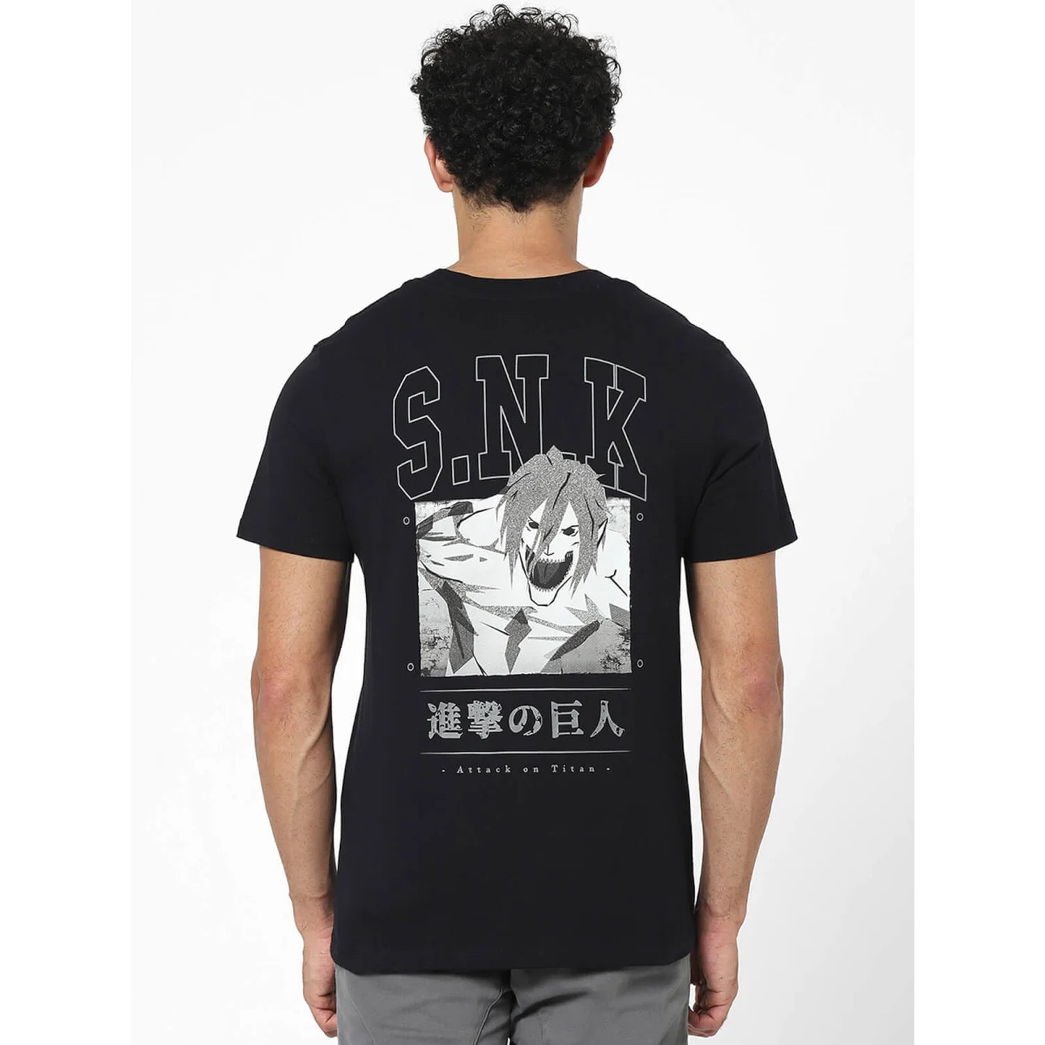 Attack On Titan - Black Printed Cotton T-shirt