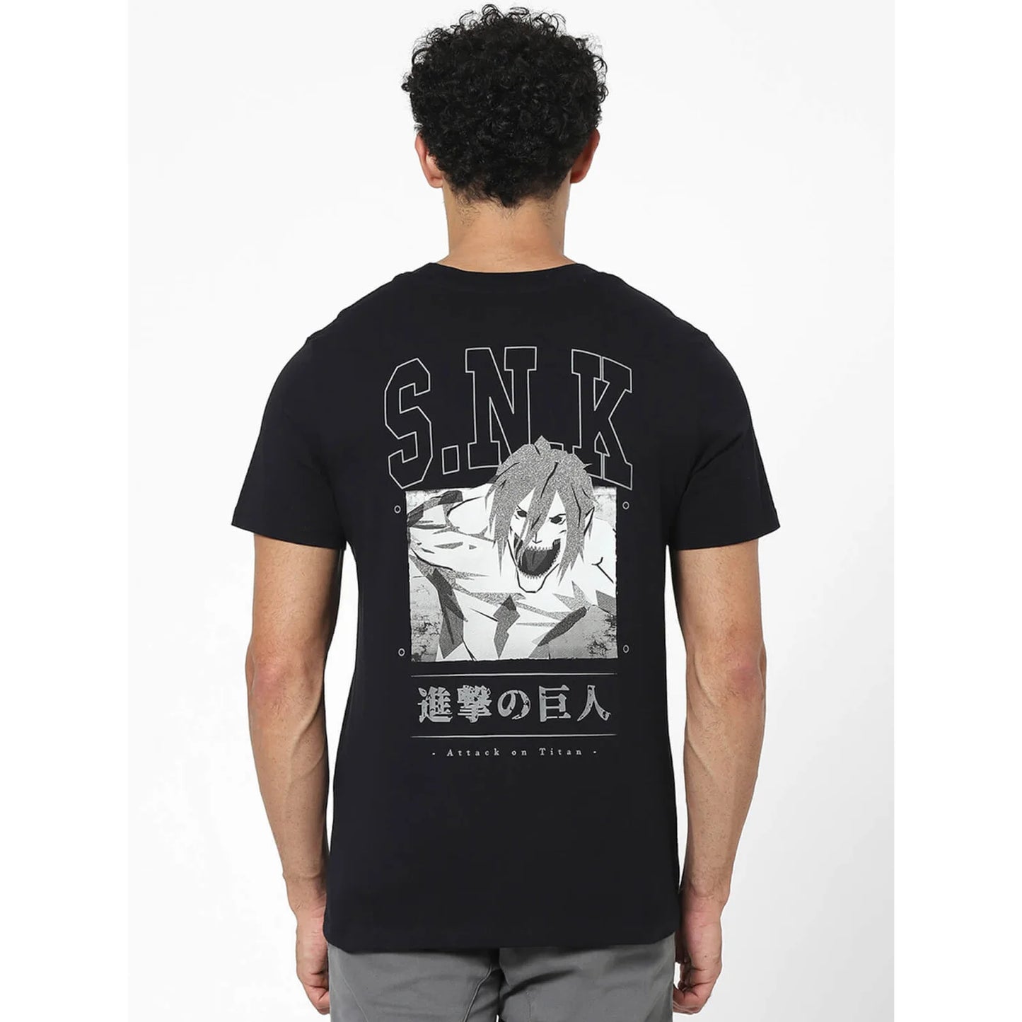 Attack On Titan - Black Printed Cotton T-shirt