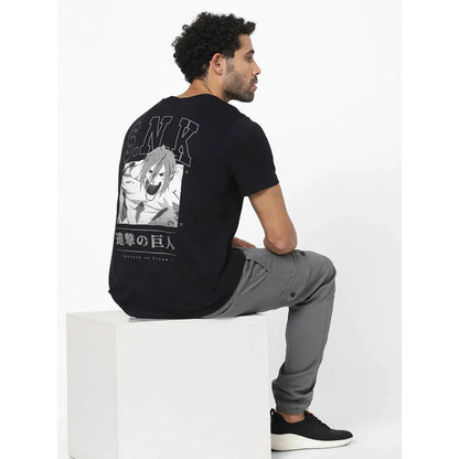 Attack On Titan - Black Printed Cotton T-shirt