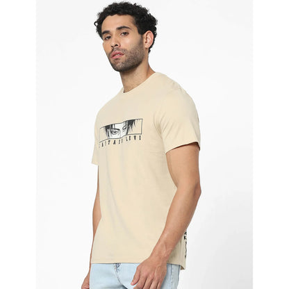 Attack On Titan - Beige Printed Cotton T-shirt