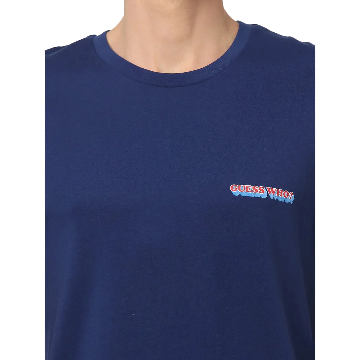 Navy Blue Solid Cotton T-shirt