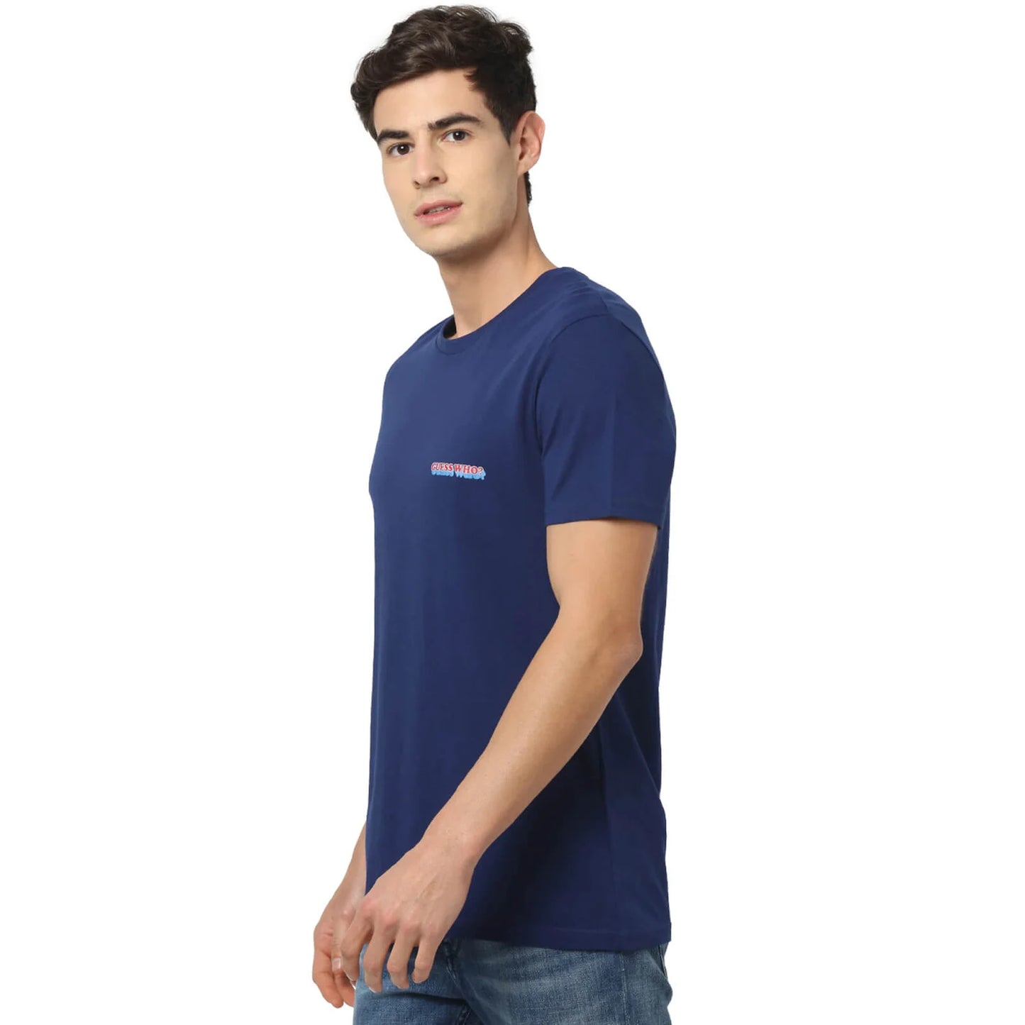 Navy Blue Solid Cotton T-shirt