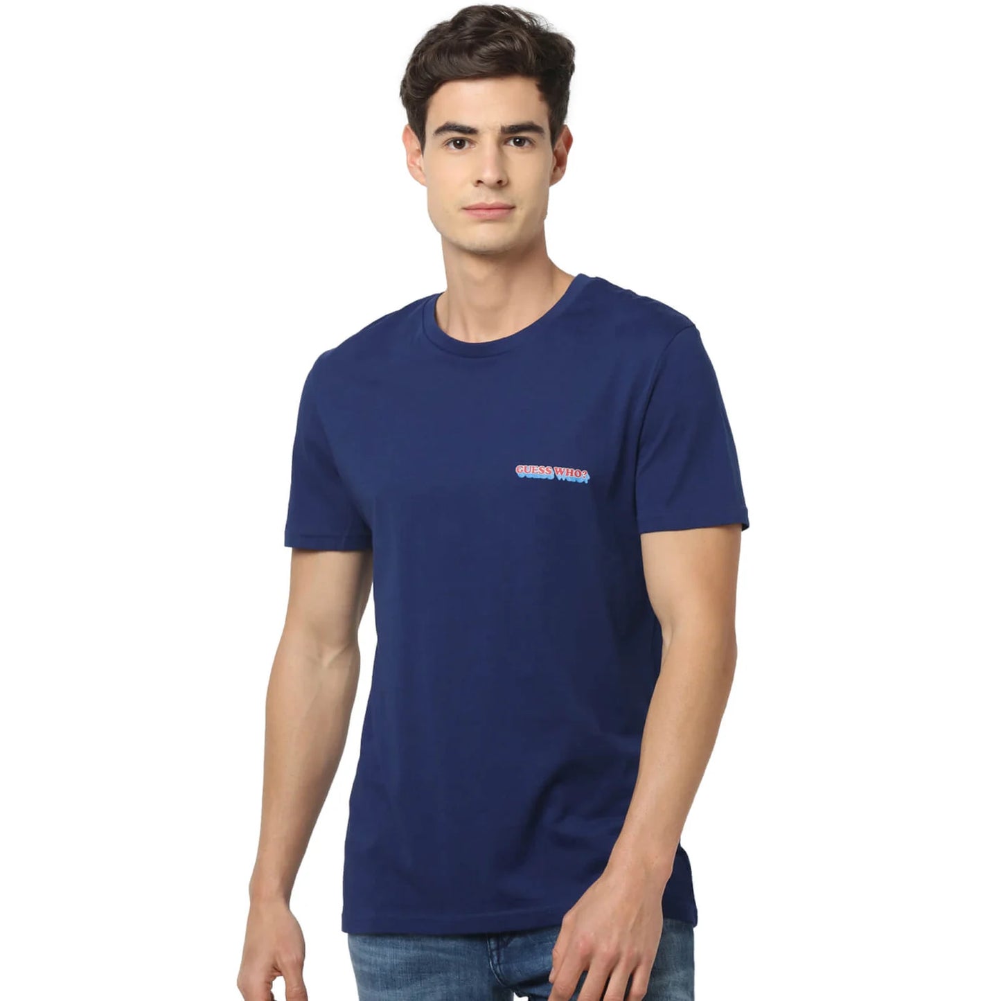 Navy Blue Solid Cotton T-shirt