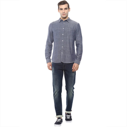 Blue Melange Cotton Shirt