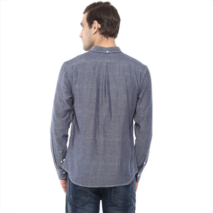 Blue Melange Cotton Shirt