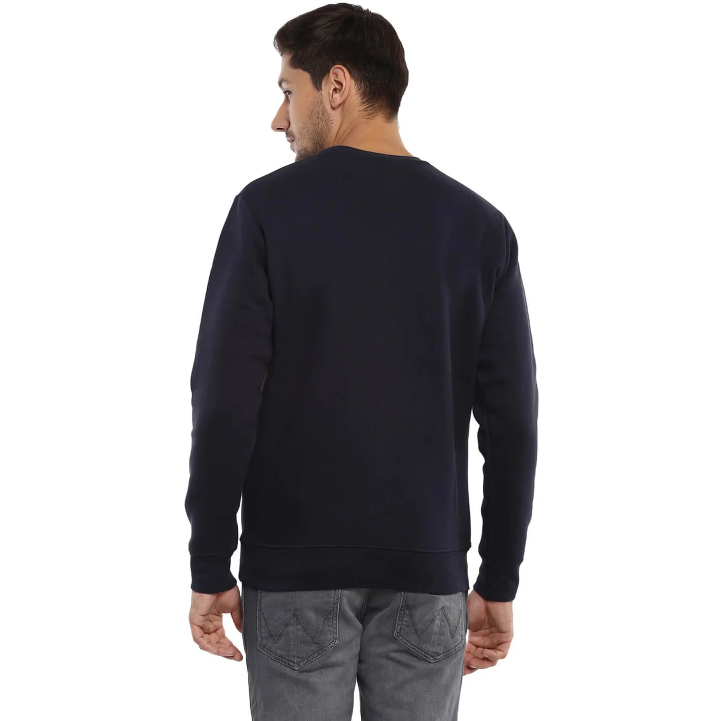 Navy Blue Printed Cotton Sweatshirt