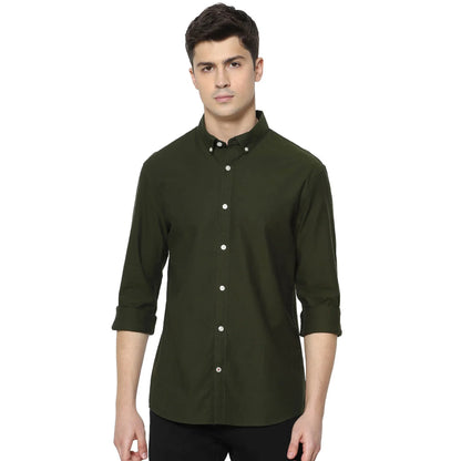 Green Solid Cotton Shirt