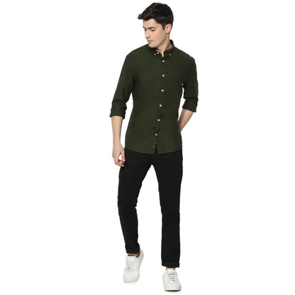 Green Solid Cotton Shirt