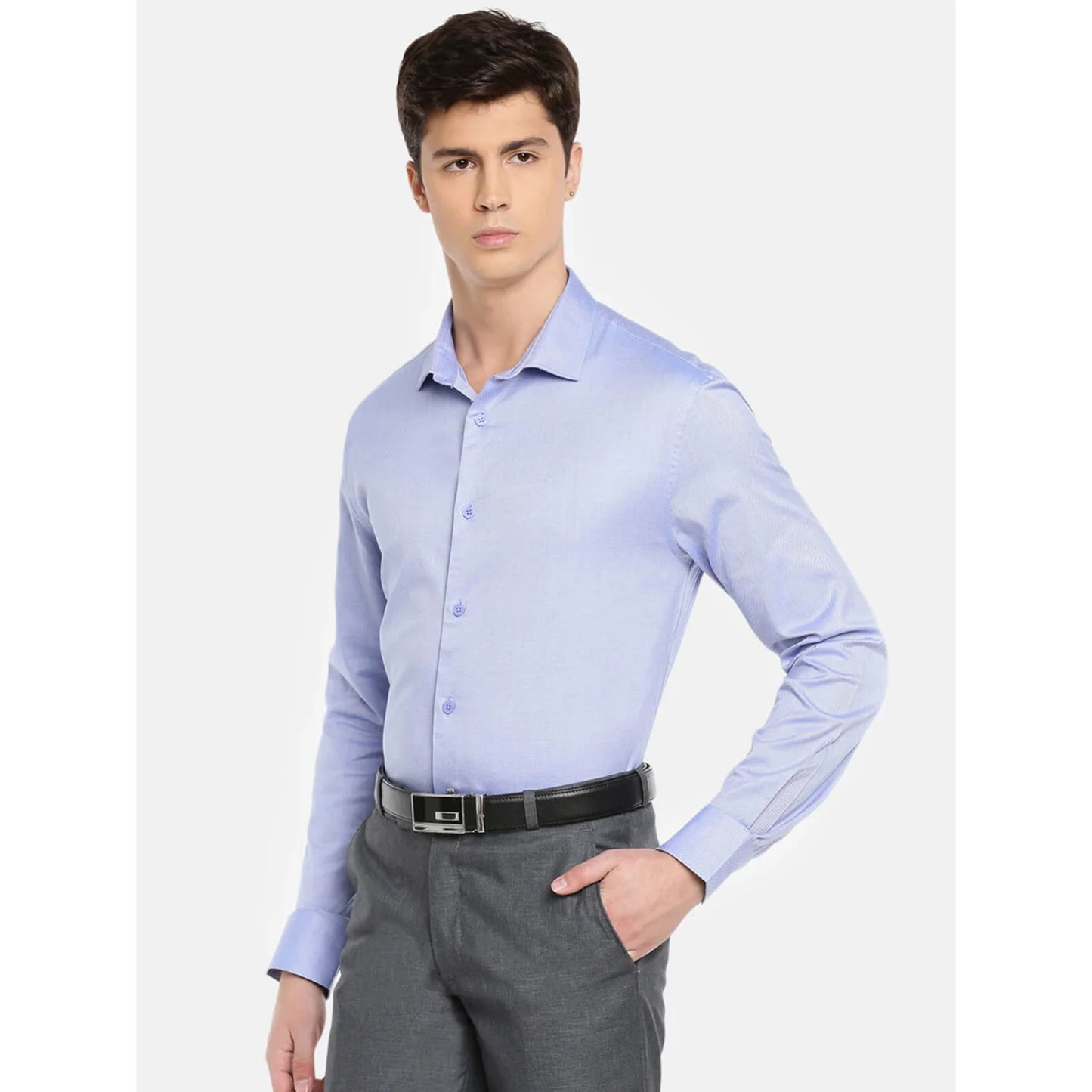 Blue Solid Cotton Shirt