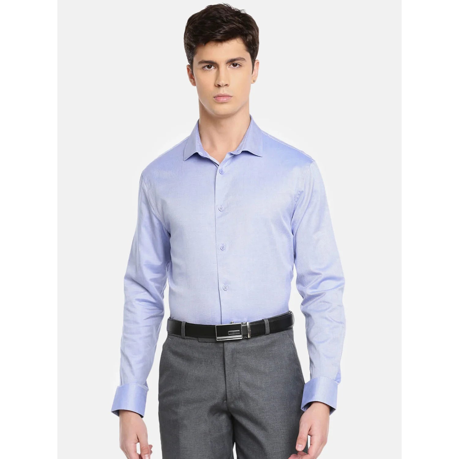 Blue Solid Cotton Shirt