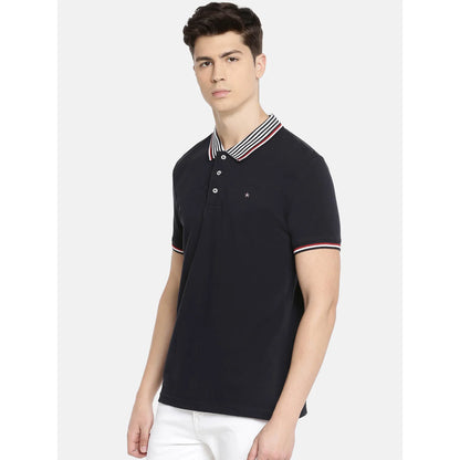 Navy Blue Solid Cotton Polo