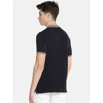 Navy Blue Solid Cotton Polo