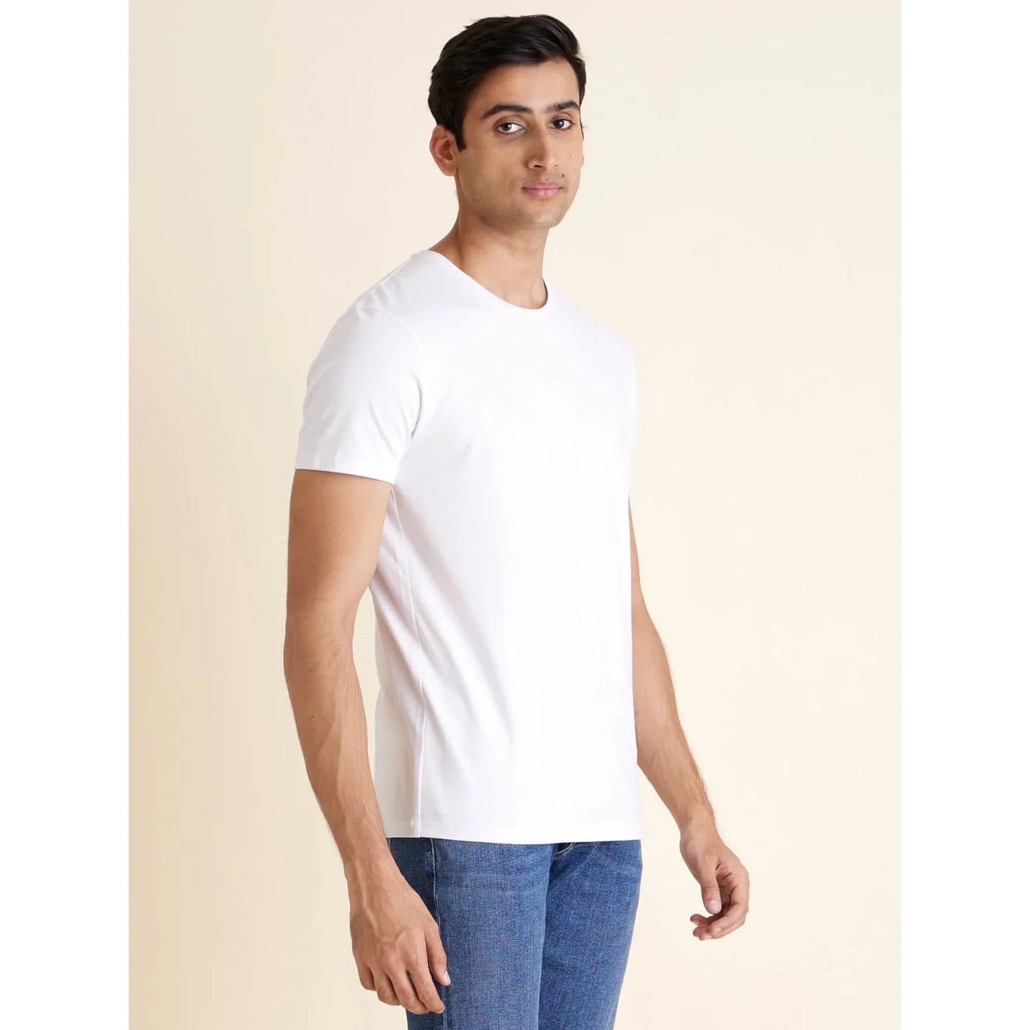 White Solid Cotton T-shirt