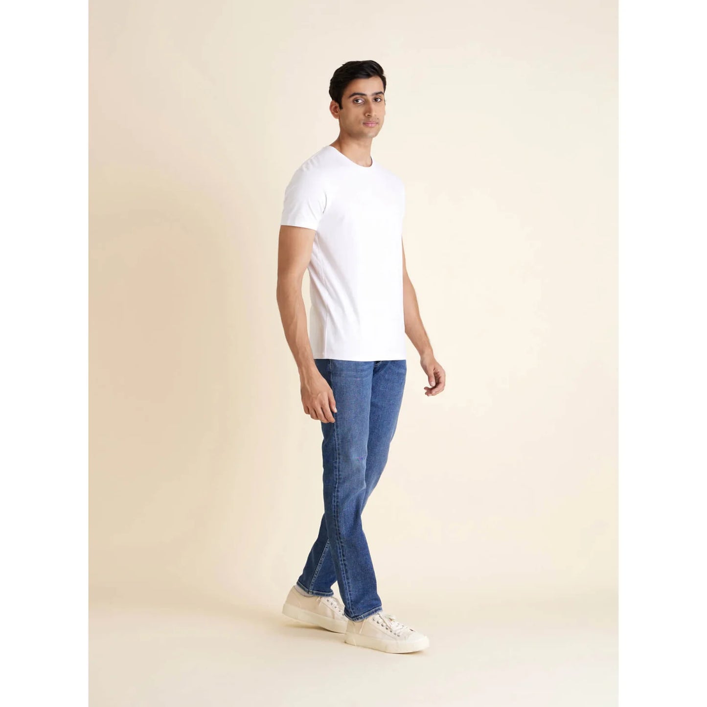 White Solid Cotton T-shirt