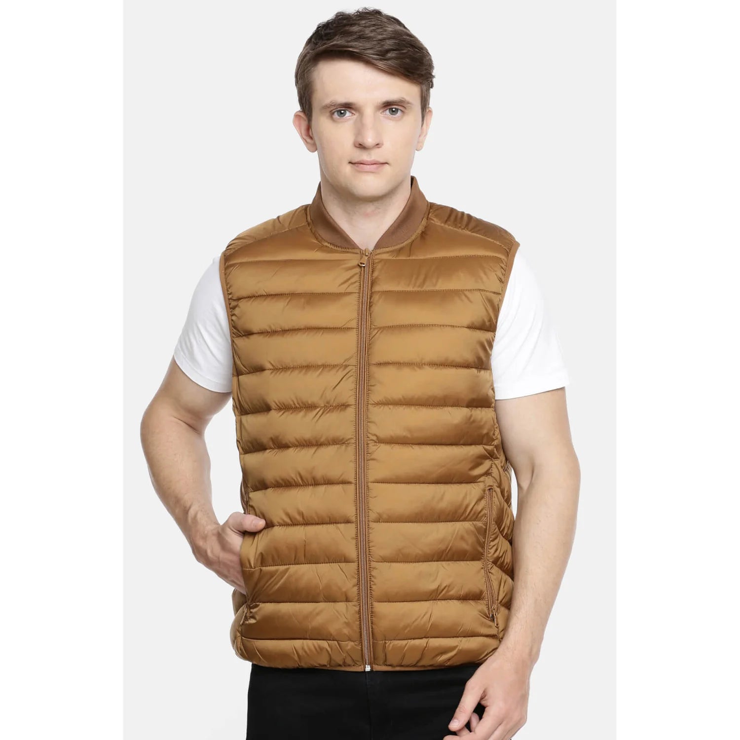 Brown Quilted Nylon Jacket