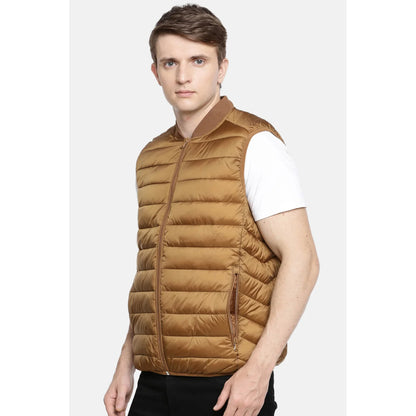 Brown Quilted Nylon Jacket