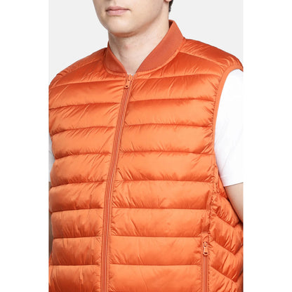 Orange Quilted Nylon Jacket