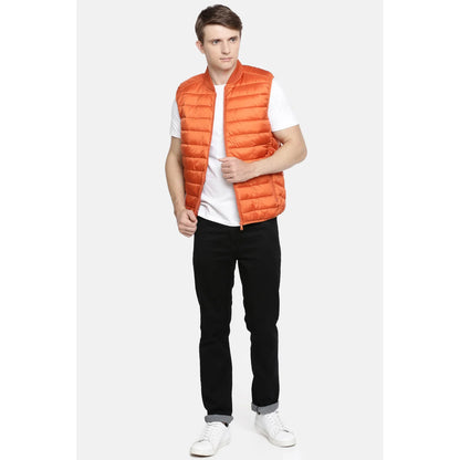 Orange Quilted Nylon Jacket